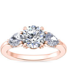 Bella Vaughan Pear Three Stone Engagement Ring in 18k Rose Gold (0.64 ct. tw.)